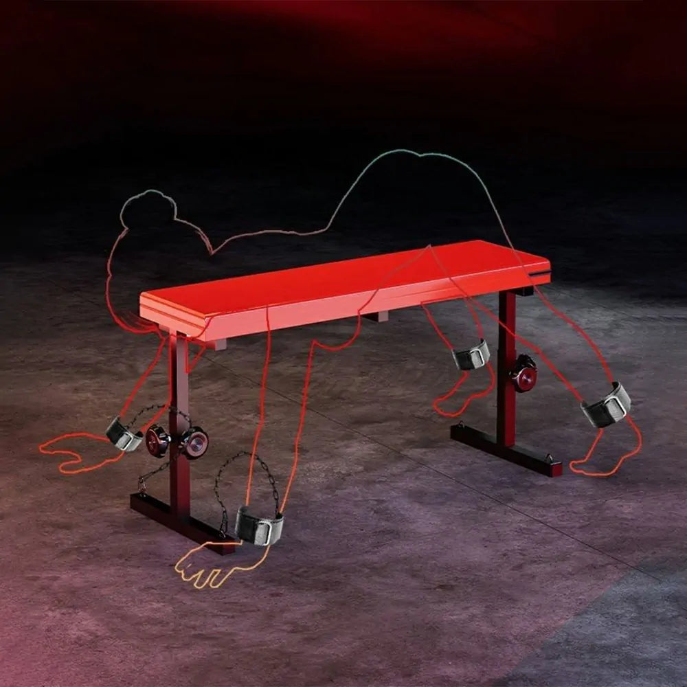 Adjustable-Height Sex Bench With Wrist Straps