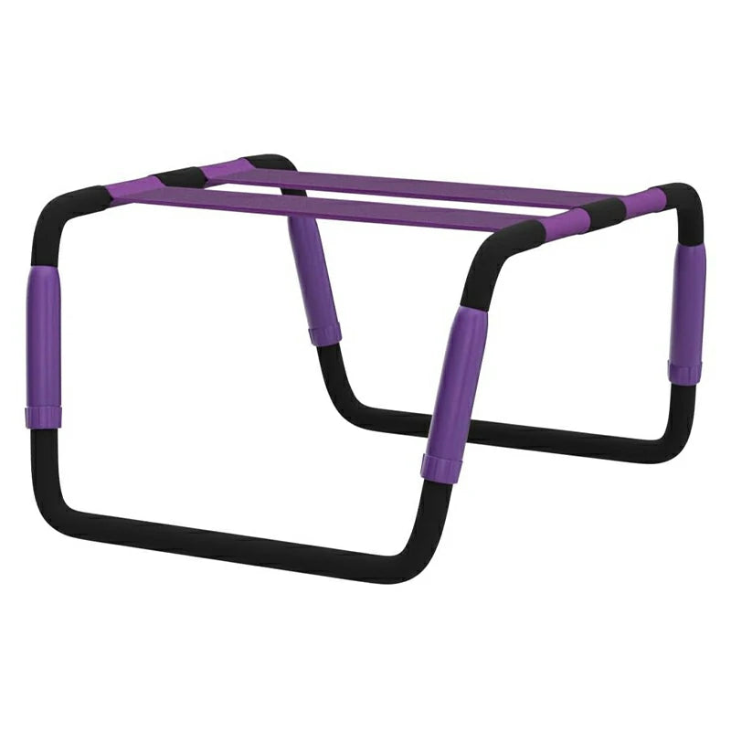 Adjustable Height Bouncing Sex Chair with Purple Dual Elastic Straps