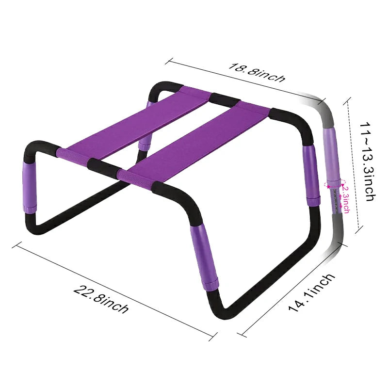 Adjustable Height Bouncing Sex Chair with Purple Dual Elastic Straps