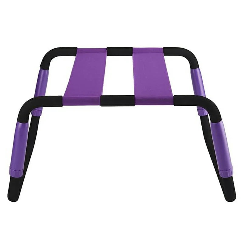 Adjustable Height Bouncing Sex Chair with Purple Dual Elastic Straps