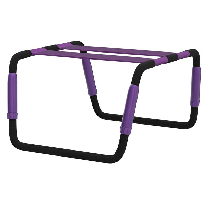 Adjustable Height Bouncing Sex Chair with Purple Dual Elastic Straps