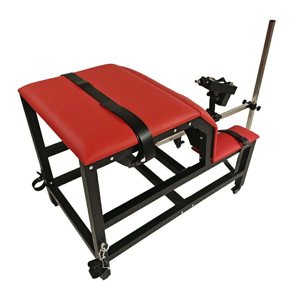 Black and red Tantra sex chair with sex machine and dildo