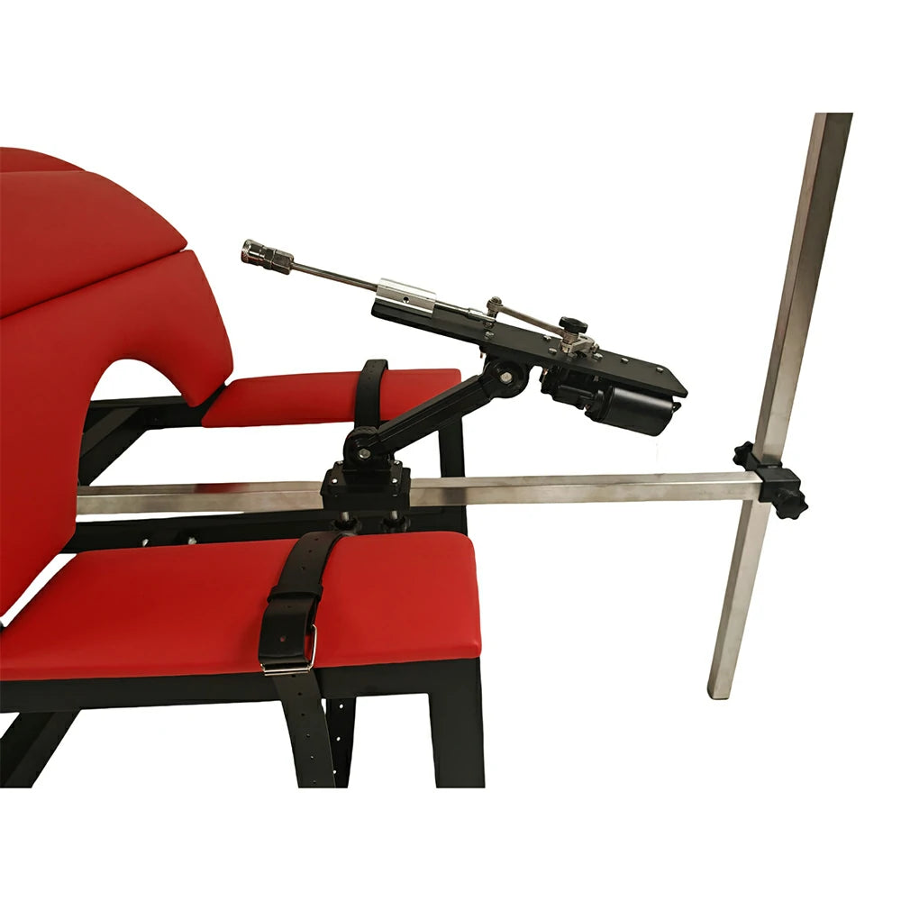 Black and red Tantra sex chair with sex machine and dildo