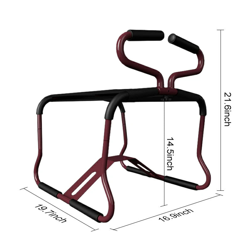 Dark Red Sex Chair with Central Base and Armrests Dildo Chair