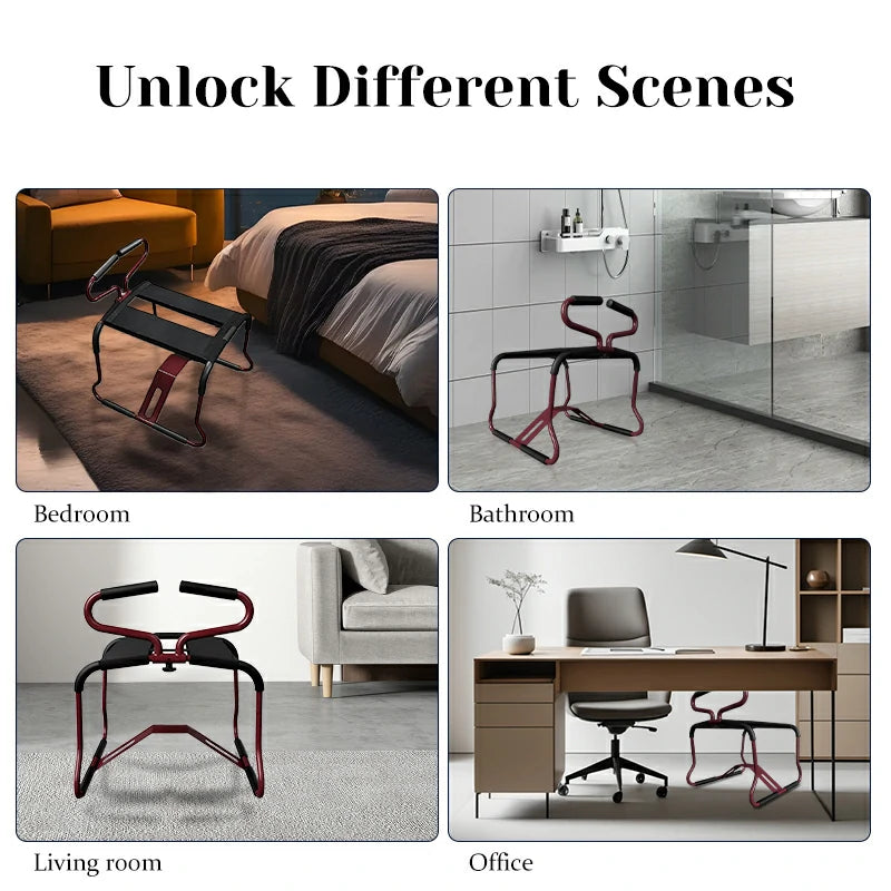 Dark Red Sex Chair with Central Base and Armrests Dildo Chair