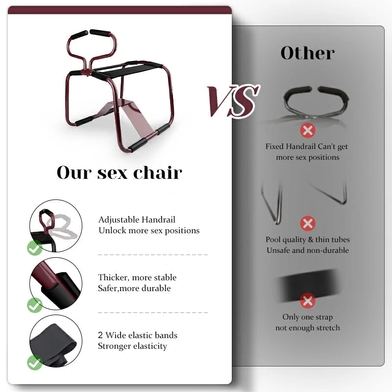 Dark Red Sex Chair with Central Base and Armrests Dildo Chair