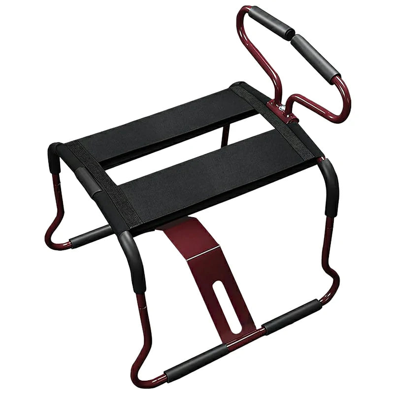 Dark Red Sex Chair with Central Base and Armrests Dildo Chair