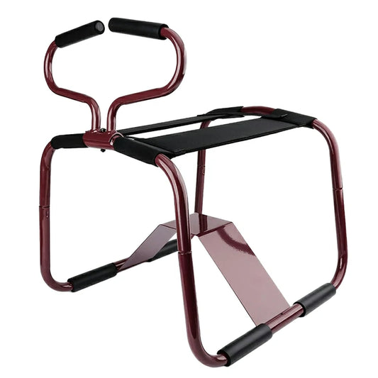 Dark Red Sex Chair with Central Base and Armrests Dildo Chair