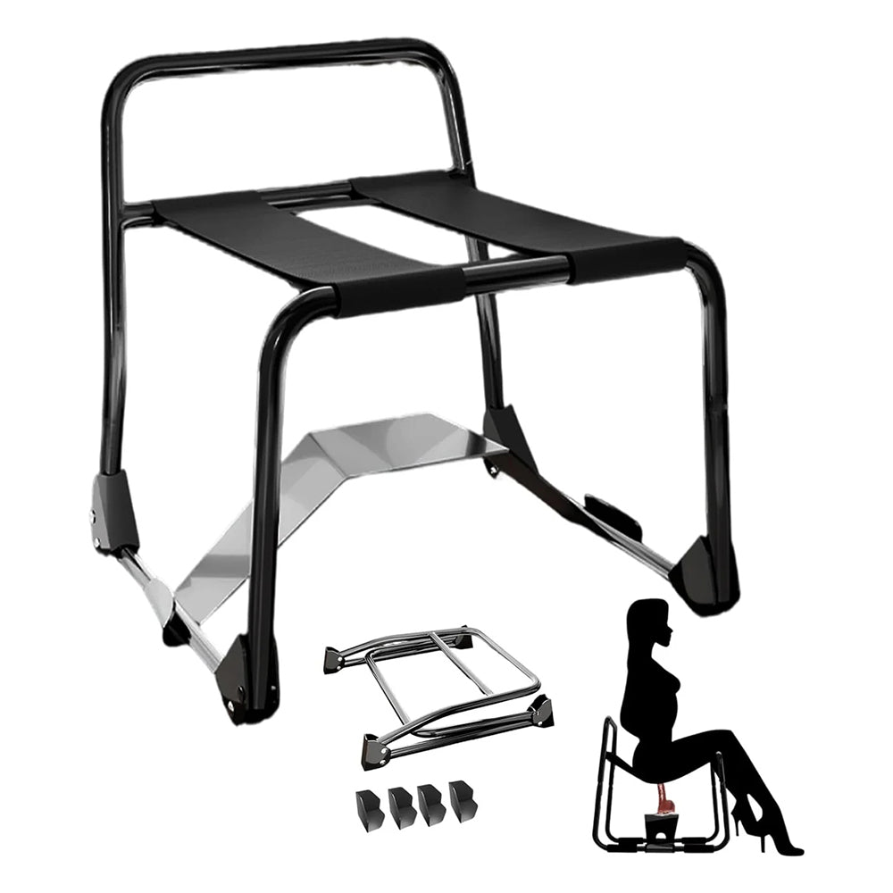 Black Foldable Bouncing Sex Chair with Armrests and Base