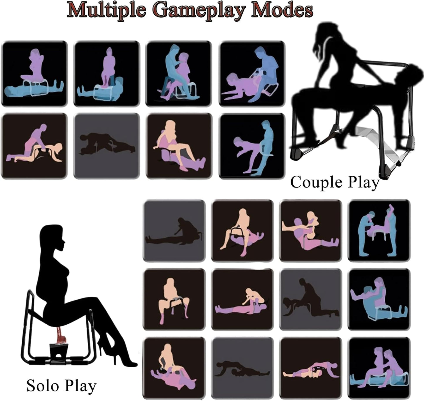 Black Foldable Bouncing Sex Chair with Armrests and Base