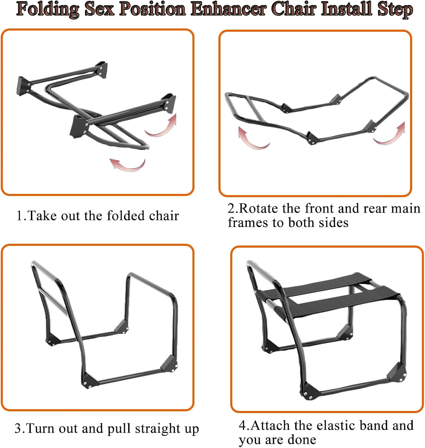 Black Foldable Bouncing Sex Chair with Armrests and Base