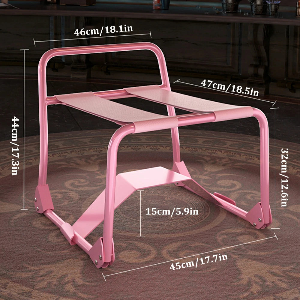 Pink Foldable Bouncing Sex Chair with Armrests and Base