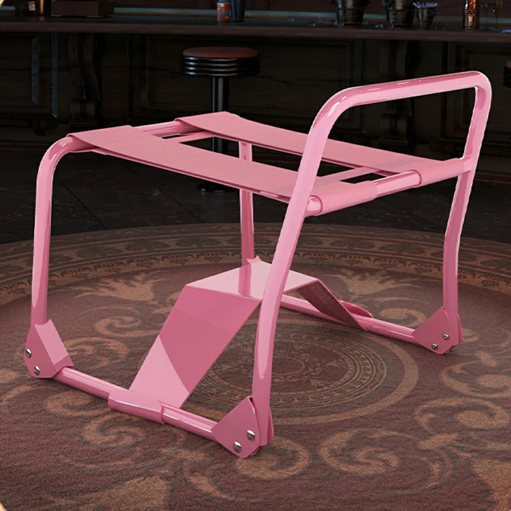 Pink Foldable Bouncing Sex Chair with Armrests and Base