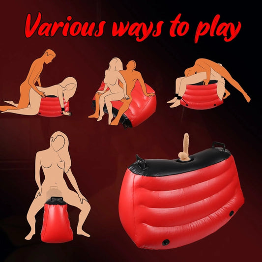 Riding Sex Cushion Inflatable Chair with Dildo Mount & Stable Handles
