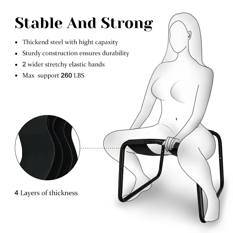 Black Elastic Sex Chair with Two Elastic Straps
