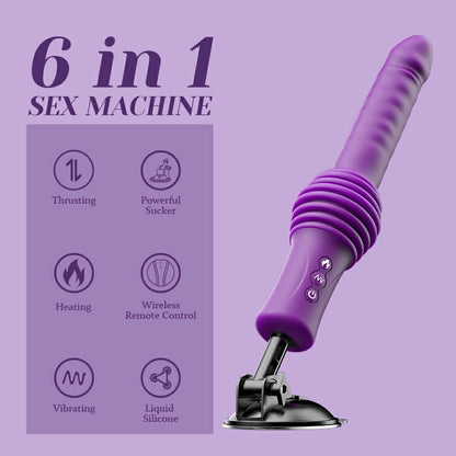 Hands-Free Thrusting Vibrating Heating Sex Machine with Remote Control