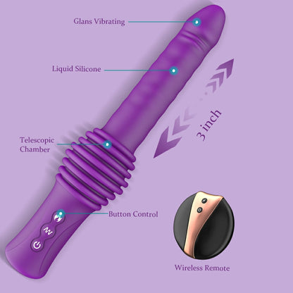 Hands-Free Thrusting Vibrating Heating Sex Machine with Remote Control