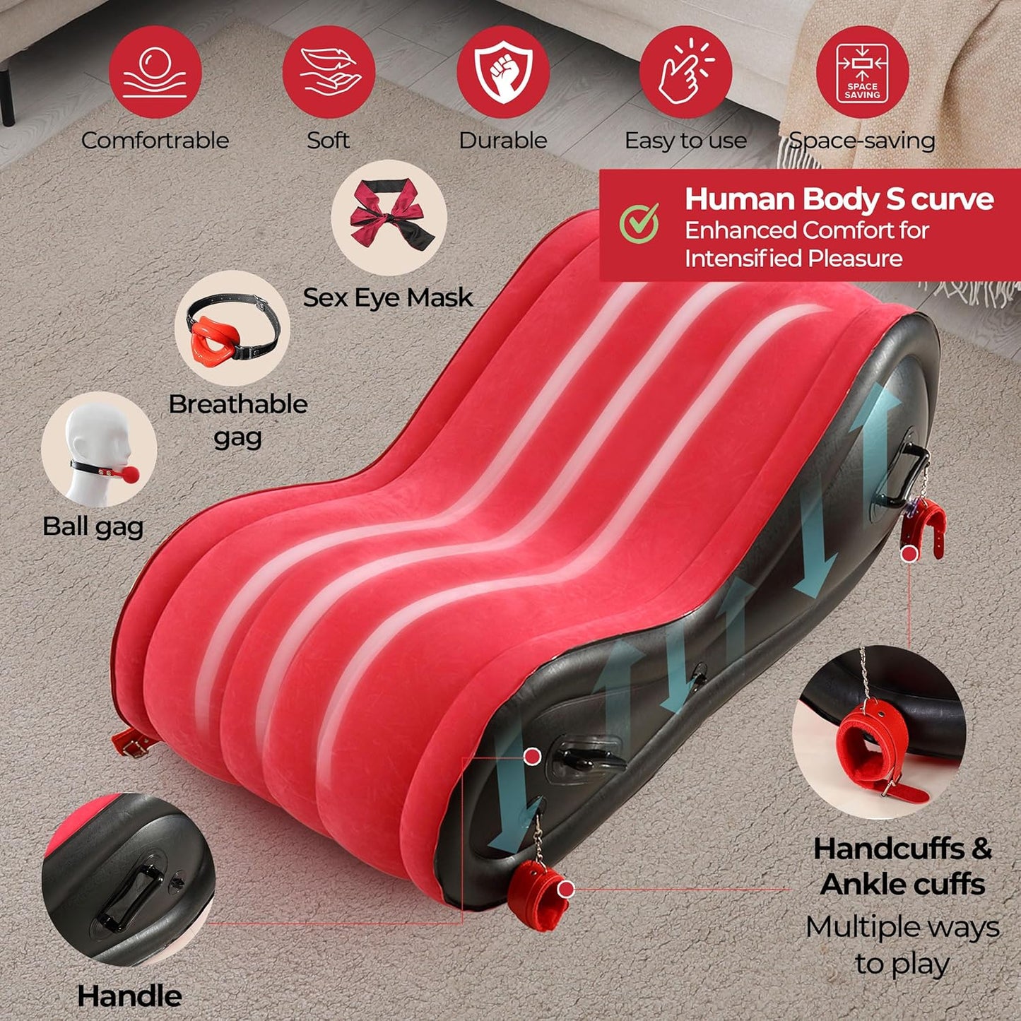 Reinforced Explosion-proof Inflatable Sex Sofa with Air Pump