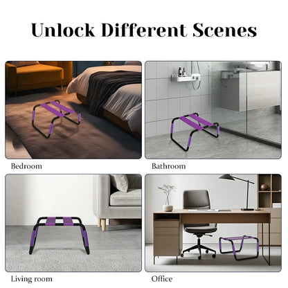 Adjustable Height Bouncing Sex Chair with Purple Dual Elastic Straps