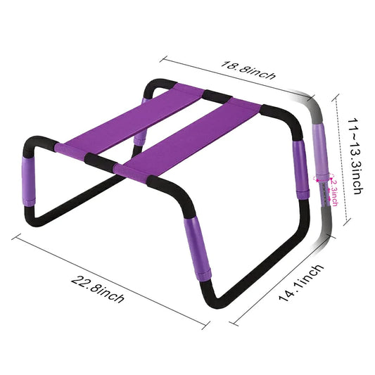 Adjustable Height Bouncing Sex Chair with Purple Dual Elastic Straps