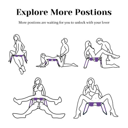 Adjustable Height Bouncing Sex Chair with Purple Dual Elastic Straps