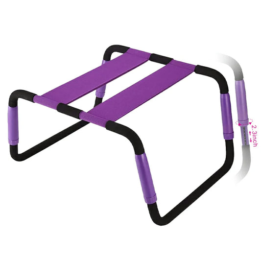 Adjustable Height Bouncing Sex Chair with Purple Dual Elastic Straps