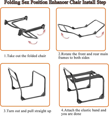 Black Foldable Bouncing Sex Chair with Armrests and Base