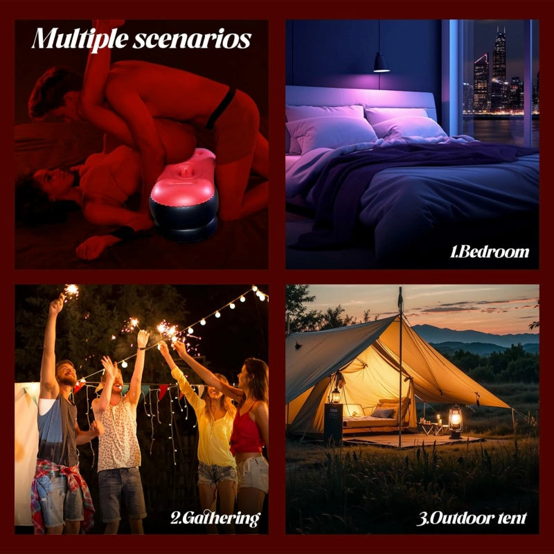 Inflatable Sex Mat with Dildo Holder Portable Love Pillow for Couples