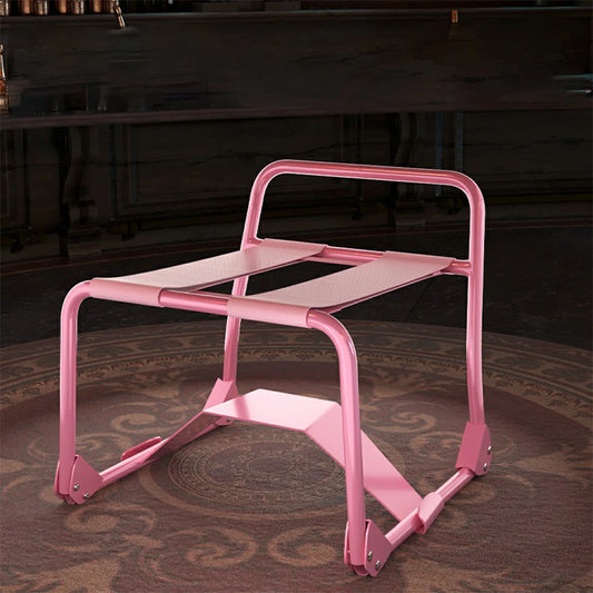 Pink Foldable Bouncing Sex Chair with Armrests and Base