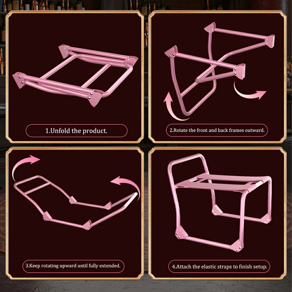 Pink Foldable Bouncing Sex Chair with Armrests and Base