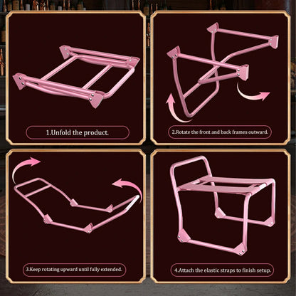 Pink Foldable Bouncing Sex Chair with Armrests and Base