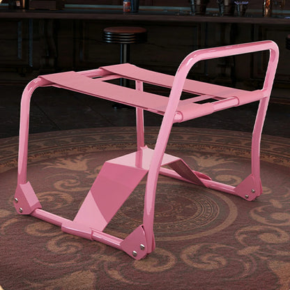 Pink Foldable Bouncing Sex Chair with Armrests and Base