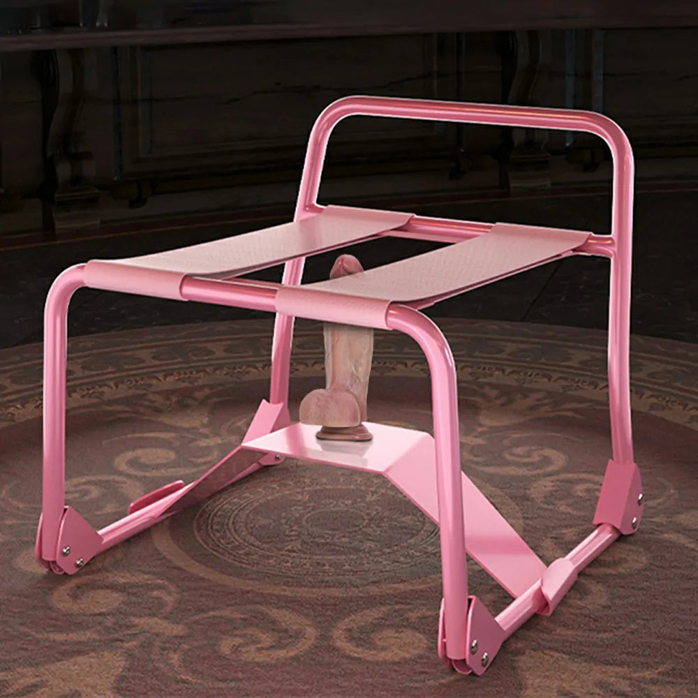 Pink Foldable Bouncing Sex Chair with Armrests and Base